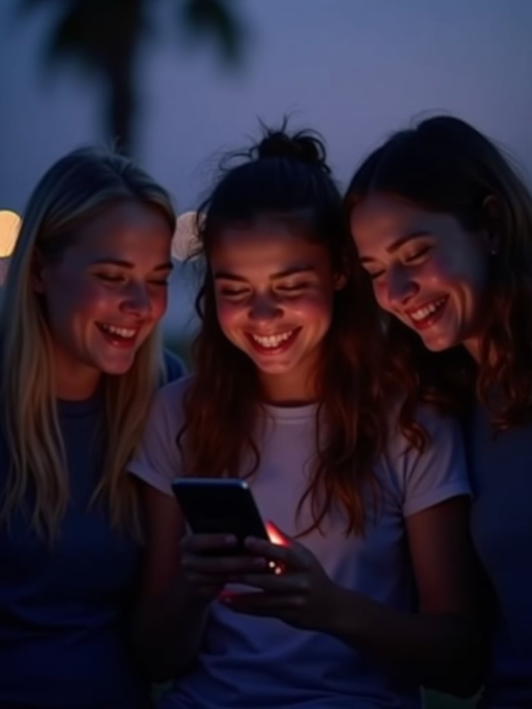 Friends buying concert tickets together on a phone