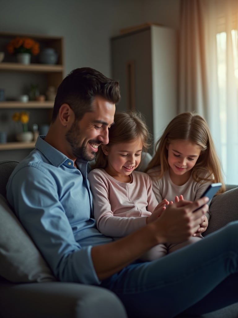 A dad booking a family trip on his phone